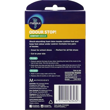 Maseur Footcare Odour Insoles Regular 2 pack