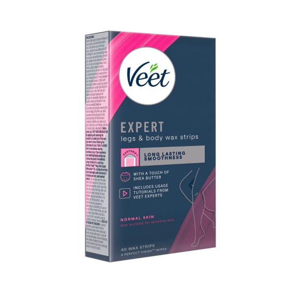 VEET EXPERT HAIR REMOVAL COLD WAX STRIPS LEGS AND BODY 40 PACK