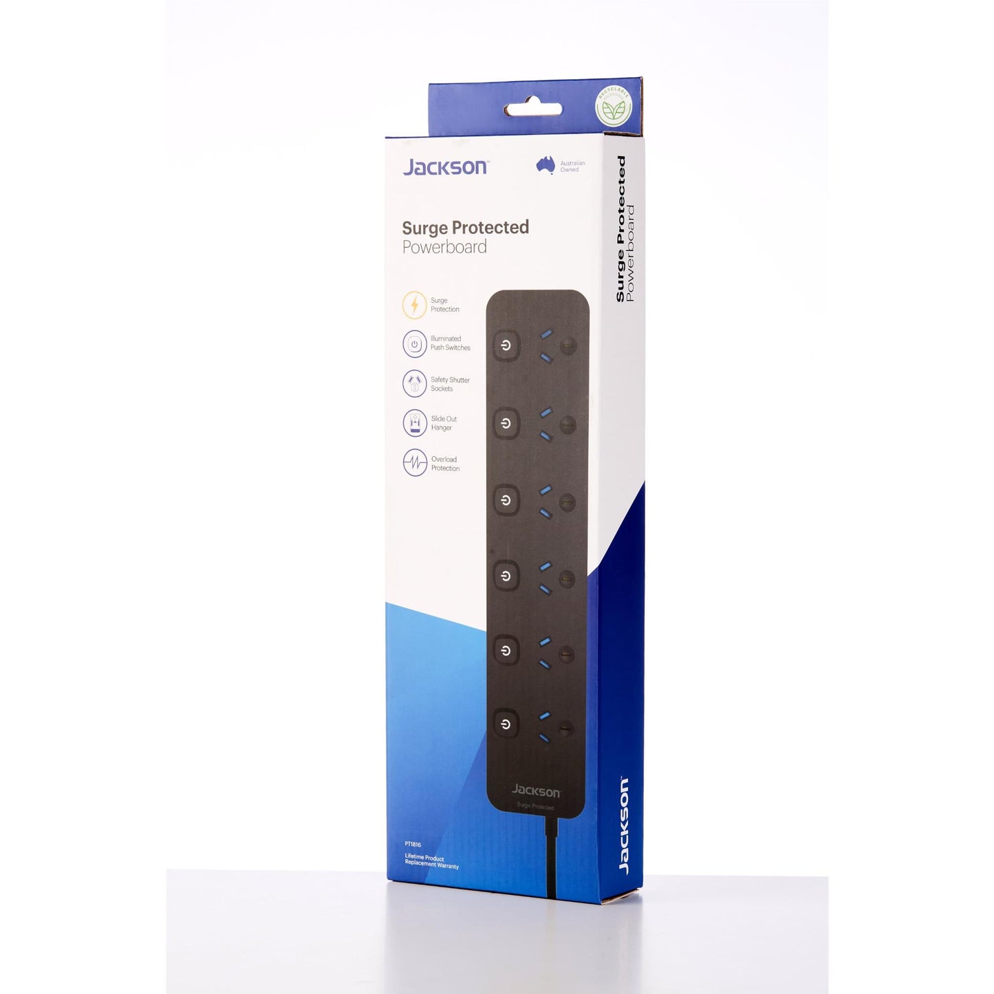 Jackson 6 Way Switched Surge Protected Powerboard