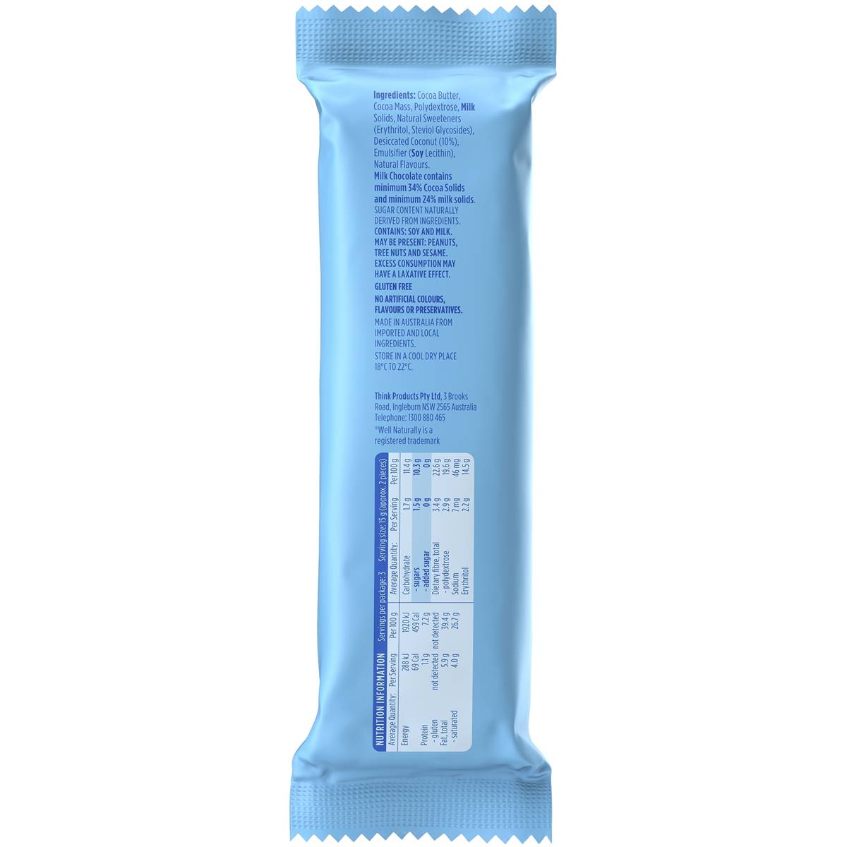 Well Naturally No Sugar Added Choc Coconut Bar 45g