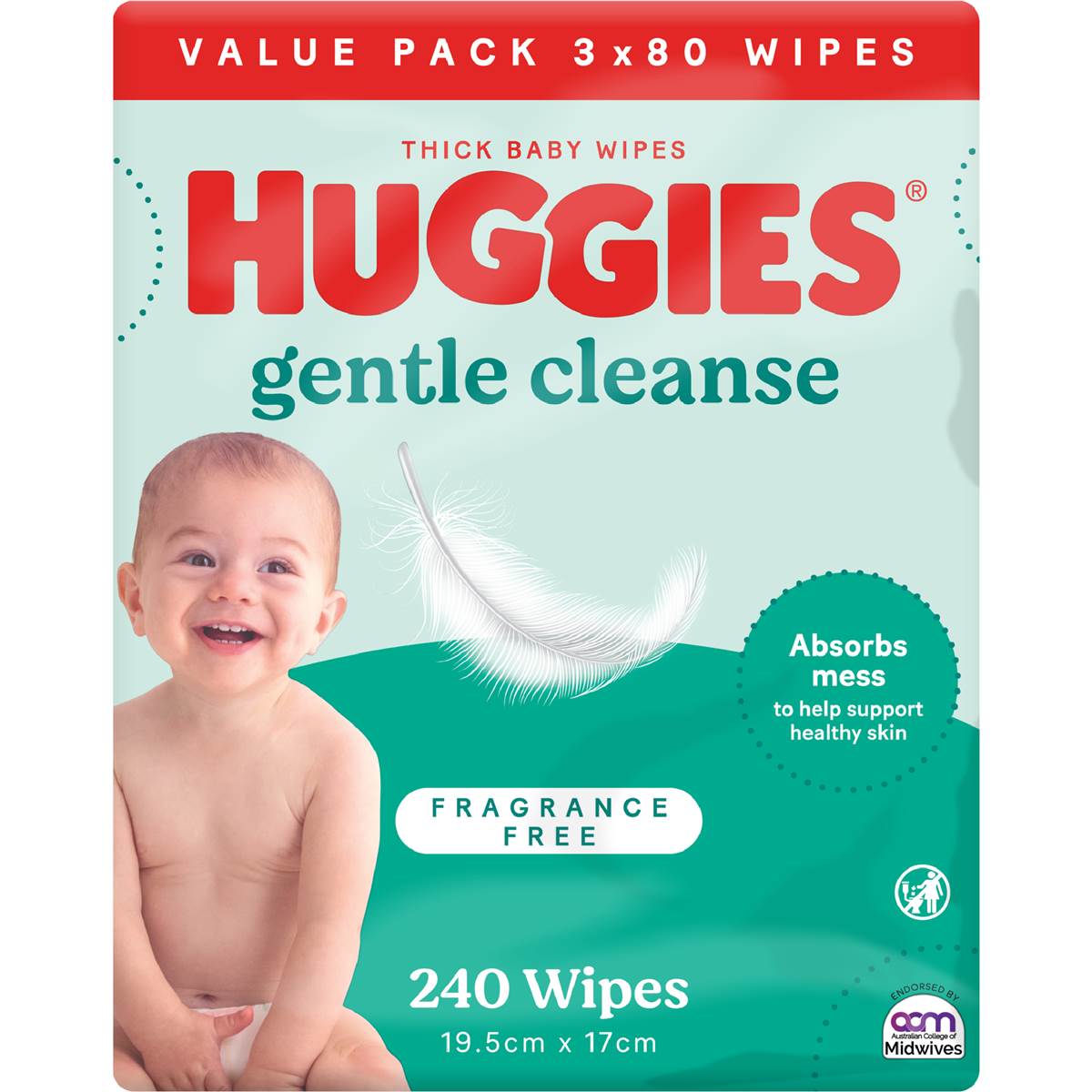 Huggies Thick Baby Wipes Fragrance Free 240 Pack
