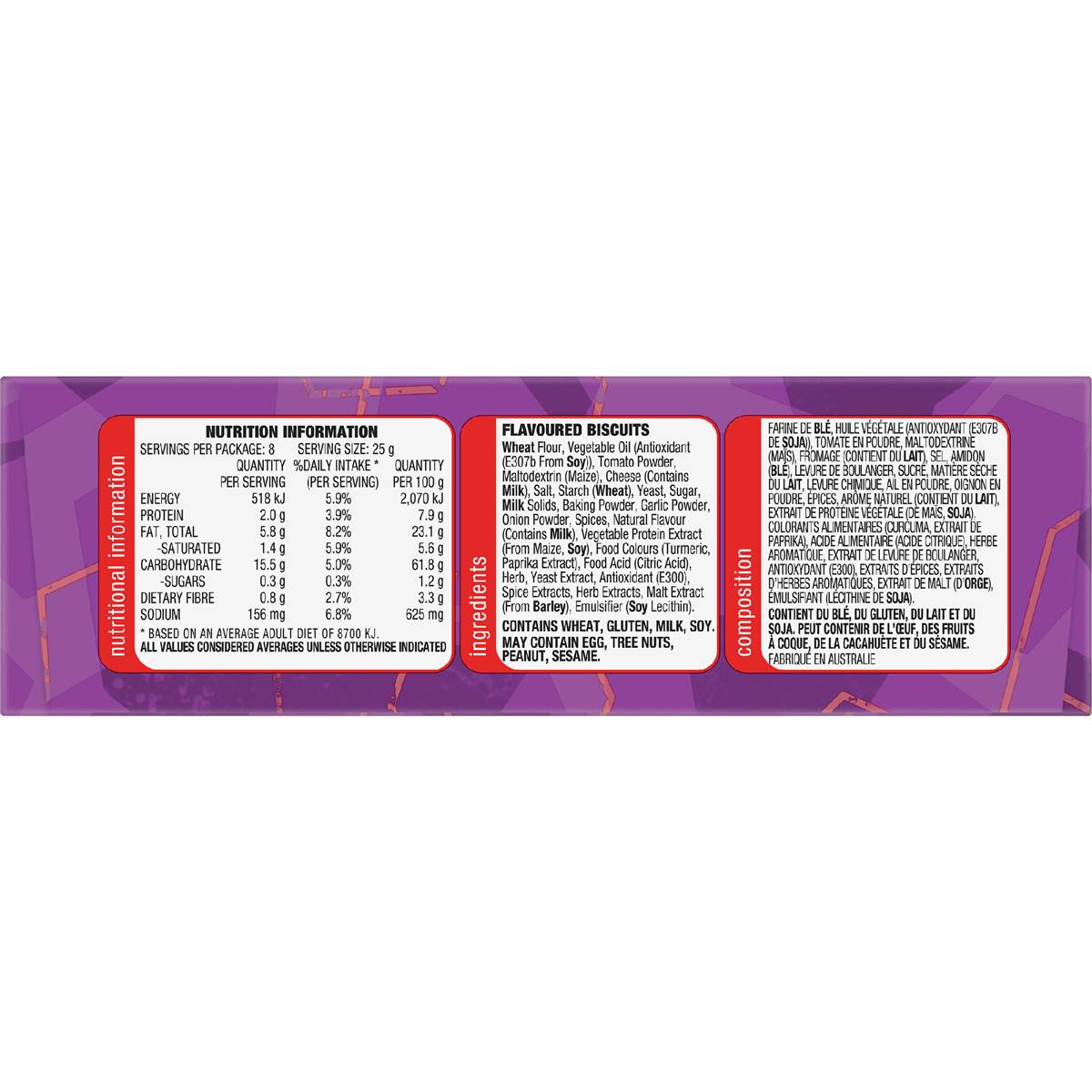 Arnott's Shapes Multipack Cracker Biscuits Pizza 8 pack