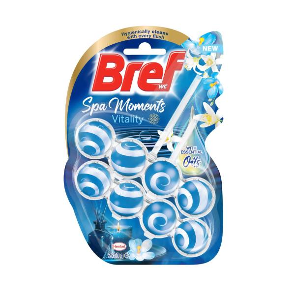 BREF SPA MOMENTS TOILET CLEANER RIM BLOCK VITALITY 50G X 2 PACK