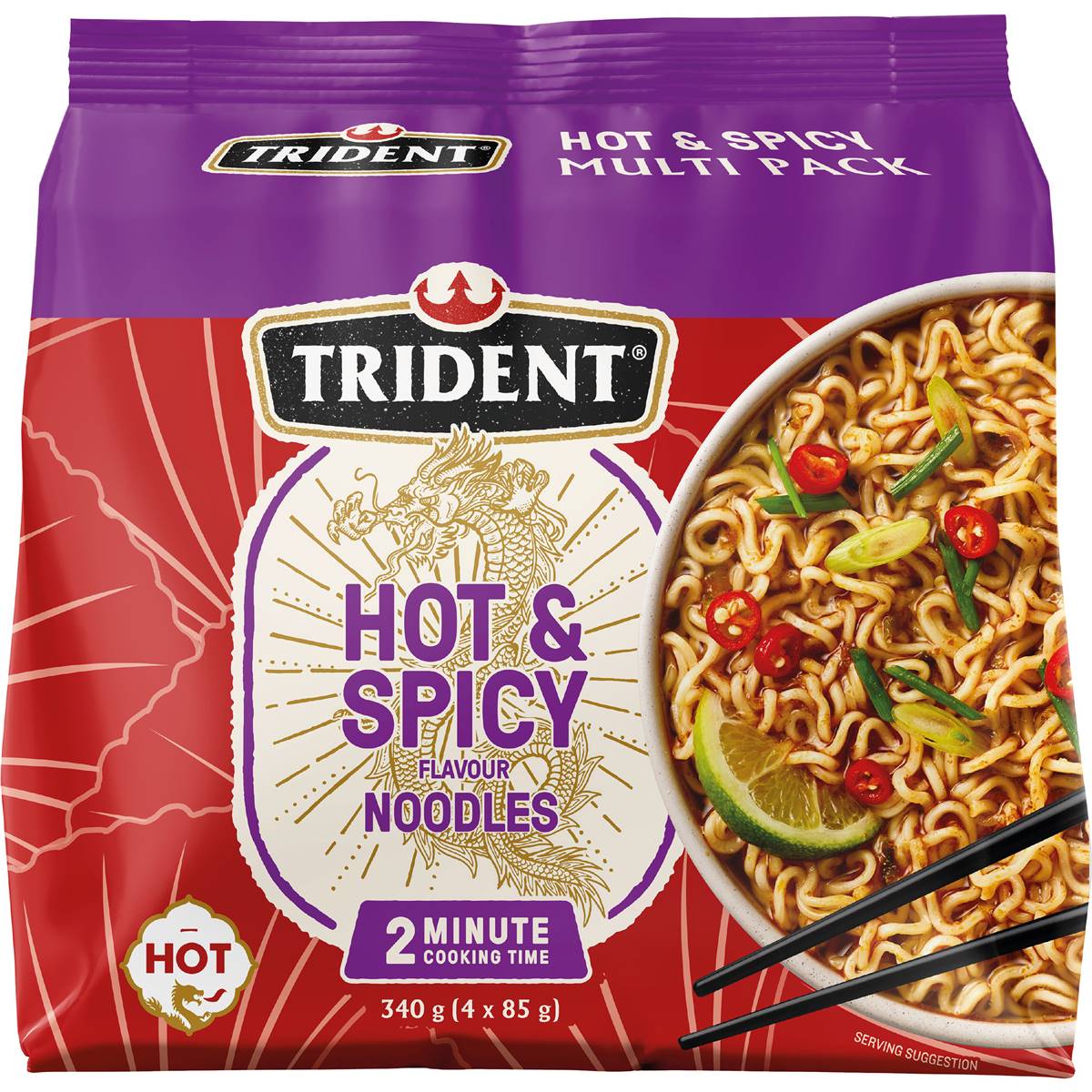 Trident Instant Noodles Hot & Spicy Flavoured 340g