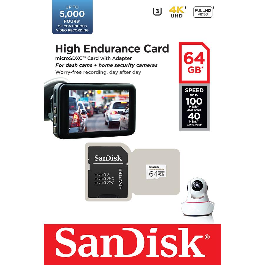 SanDisk High Endurance MicroSDXC 64GB Memory Card
