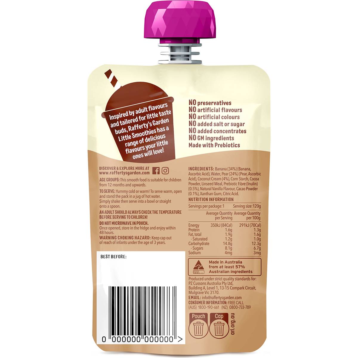 Rafferty's Garden Little Smoothies Coconut Cacao 120g