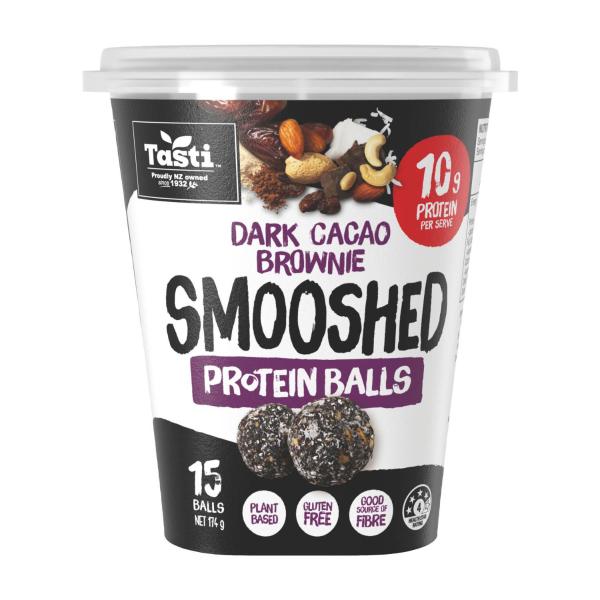 TASTI SMOOSHED PROTEIN BALLS DARK CACAO BROWNIE 174G