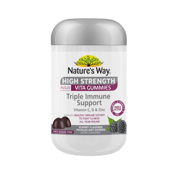 NATURE'S WAY HIGH STRENGTH ADULT VITA GUMMIES TRIPLE IMMUNE SUPPORT 50PK