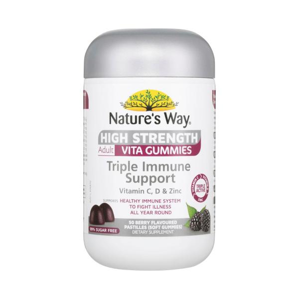 NATURE'S WAY HIGH STRENGTH ADULT VITA GUMMIES TRIPLE IMMUNE SUPPORT 50PK
