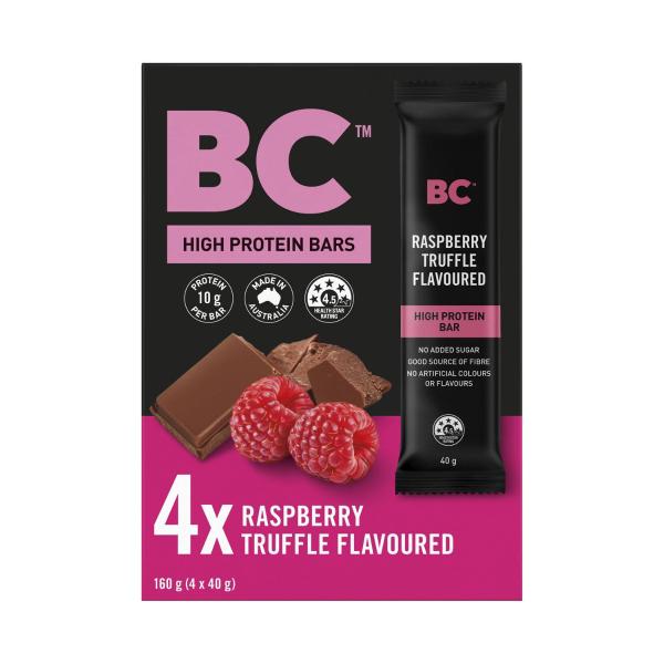 BC HIGH PROTEIN BARS RASPBERRY TRUFFLE 4X40G 160G