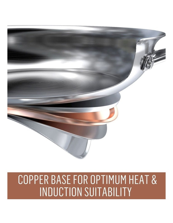 Per Vita Copper Base Induction Covered Multicooker With Steamer Insert 30cm/4.7L in Stainless Steel