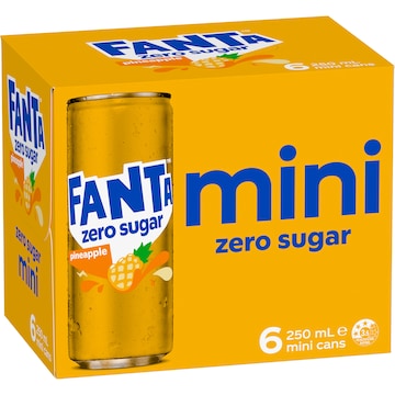 Fanta Mini Pineapple Zero Cans 250mL x 6 pack