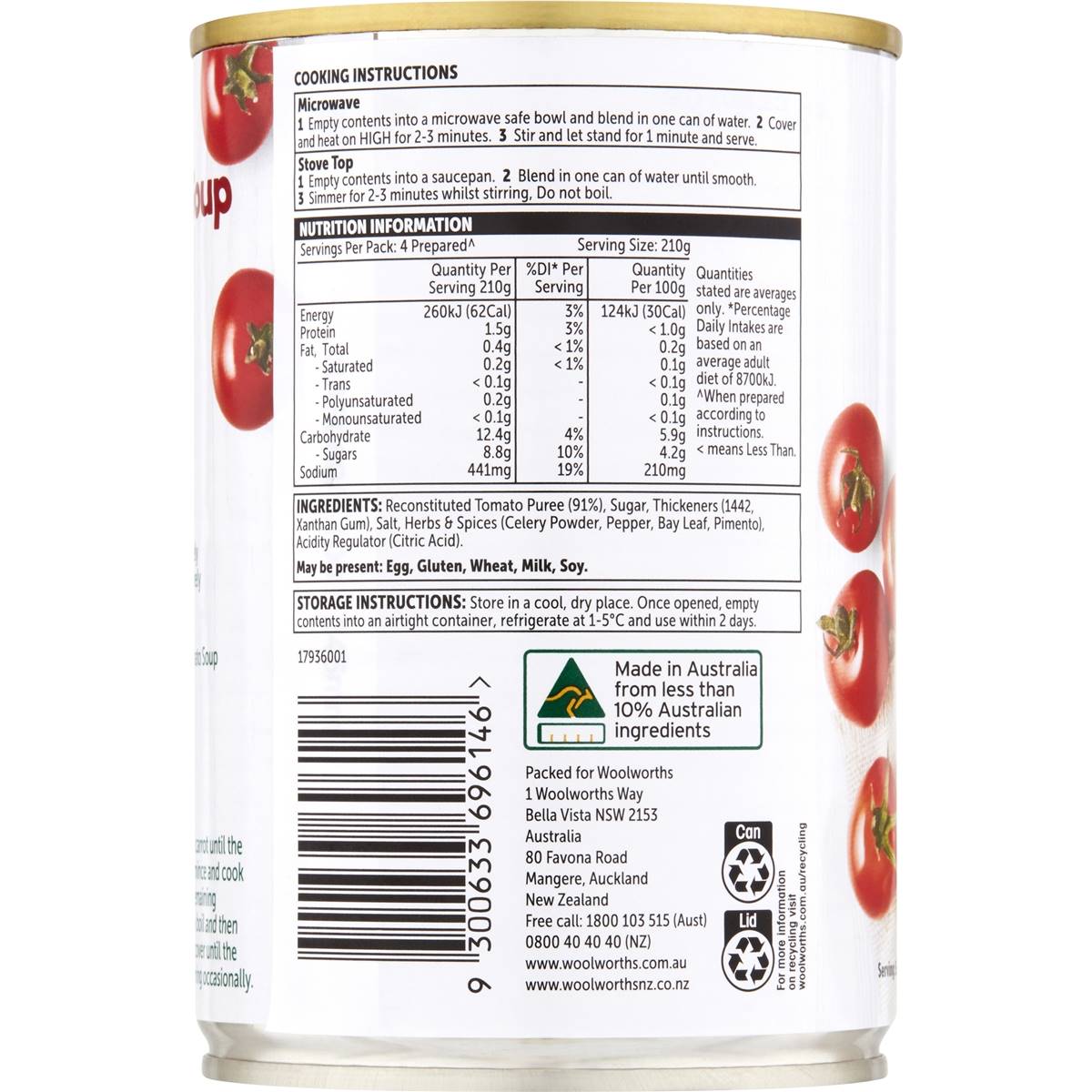 Woolworths Tomato Soup 420g