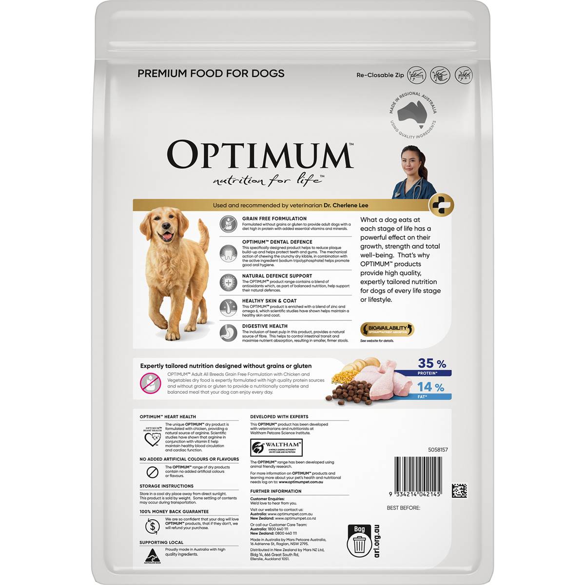 Optimum Grain Free With Chicken & Vegetables Dry Dog Food 2.5kg