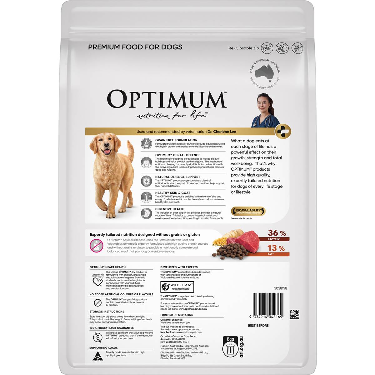 Optimum Grain Free With Beef & Vegetables Dry Dog Food 2.5kg