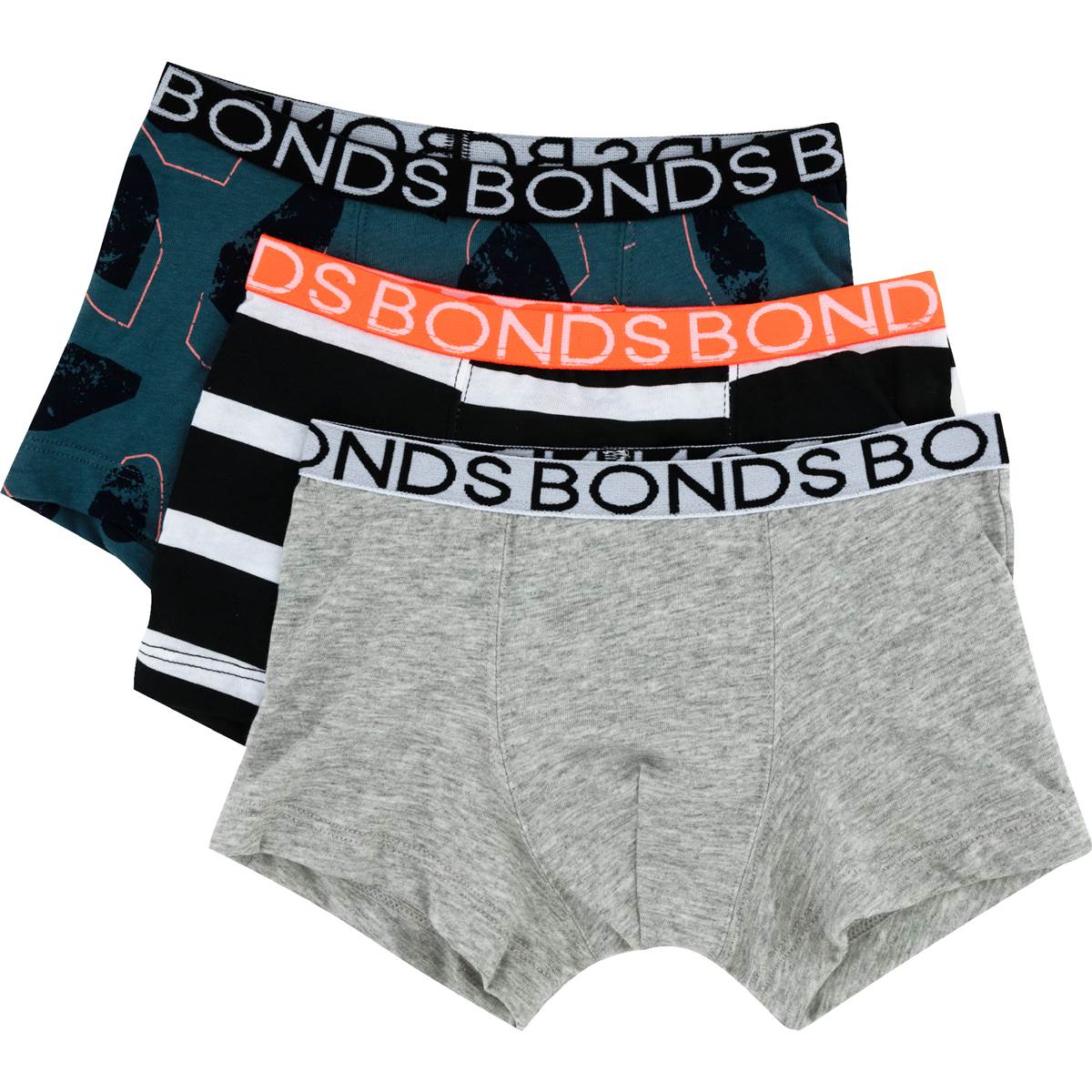 Bonds Boys Underwear Trunks Size 4-6 Or 6-8 Assorted 3 pack