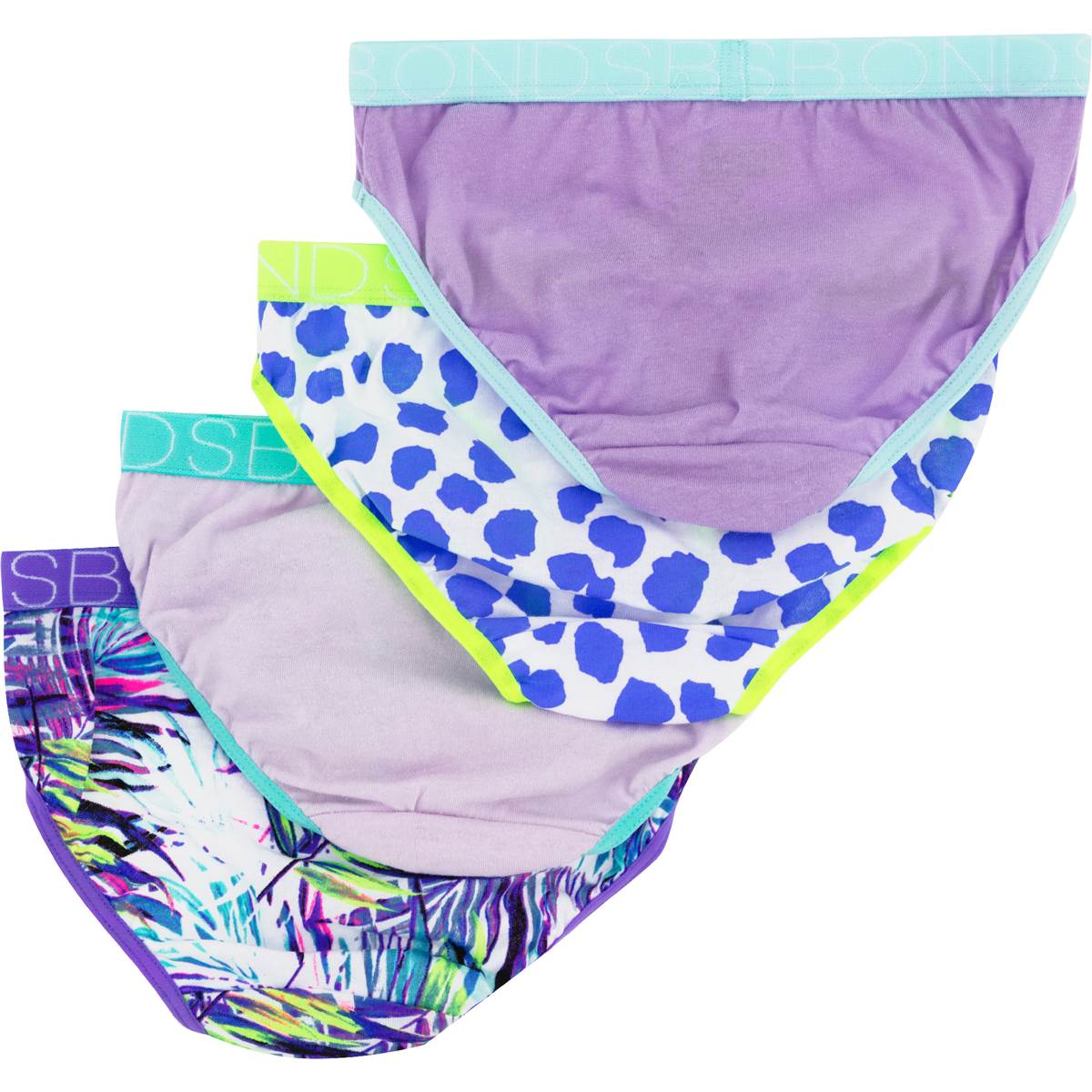 Bonds Girls Underwear Bikini Briefs Size 4-6 Or 6-8 Assorted 4 pack