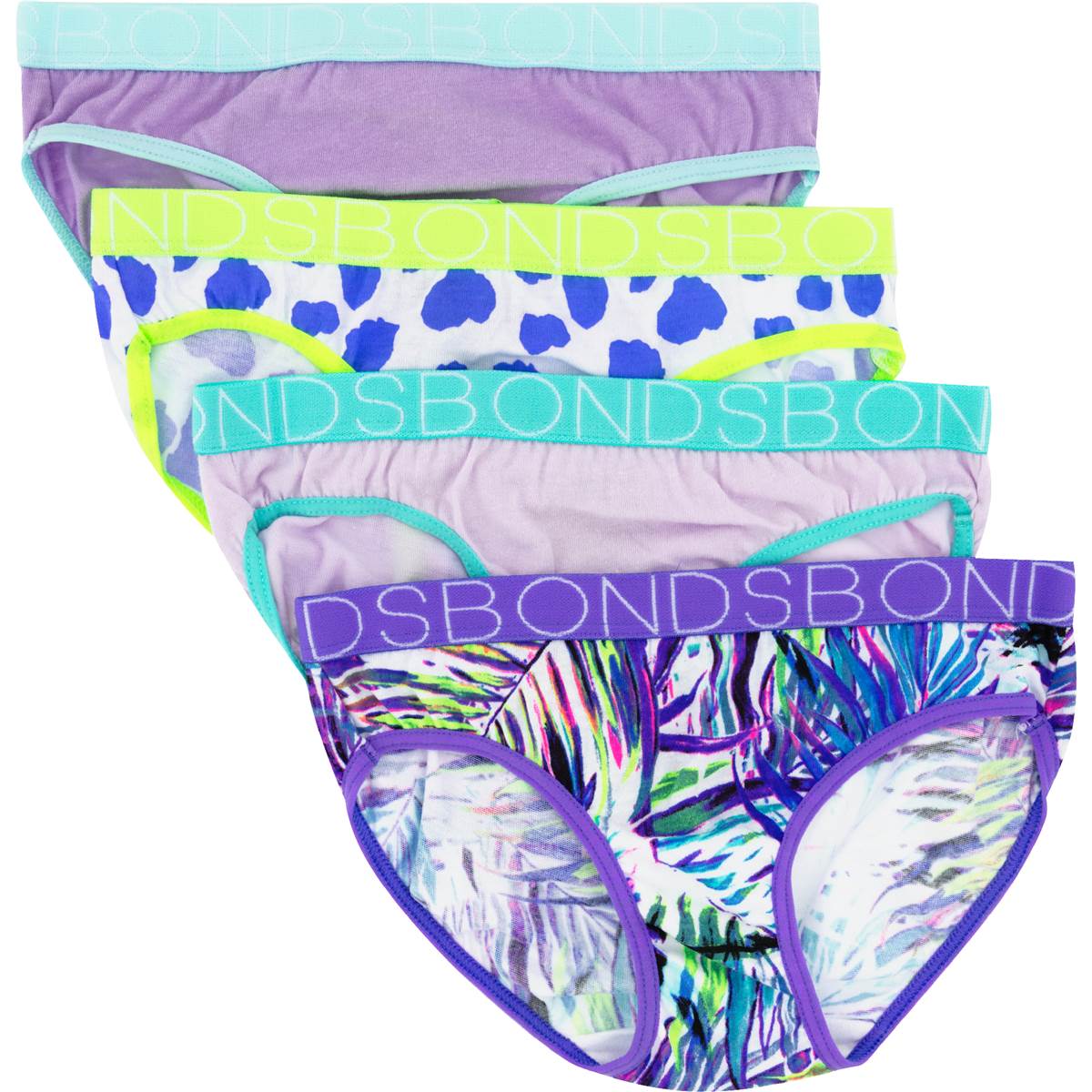 Bonds Girls Underwear Bikini Briefs Size 4-6 Or 6-8 Assorted 4 pack