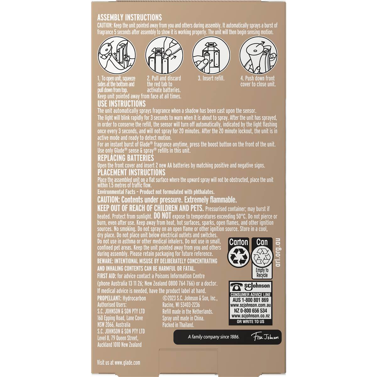 Glade Sense & Spray Automatic Air Freshener Sheer Vanilla 12g