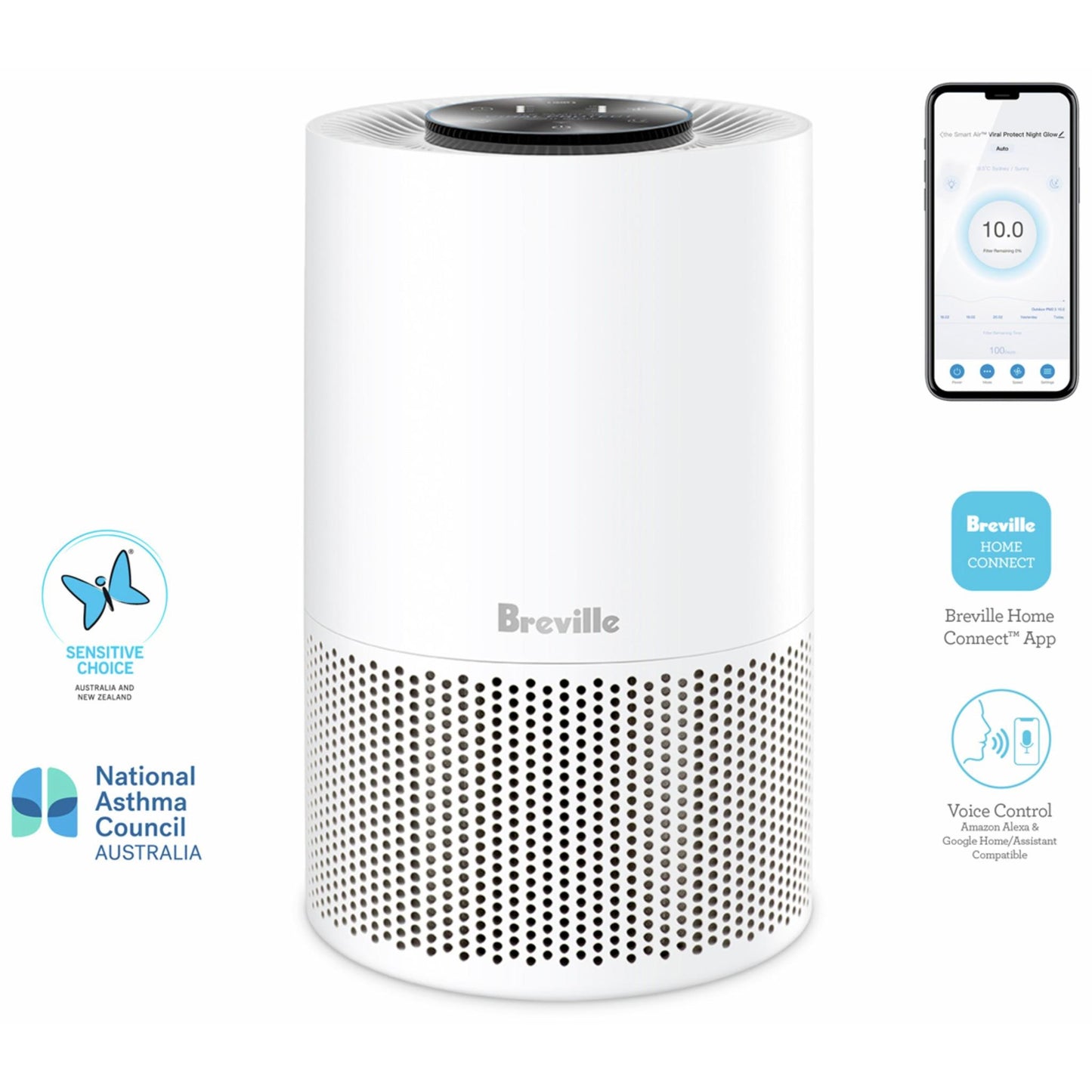 Breville the Smart Air Viral Protect Night Glow Purifier