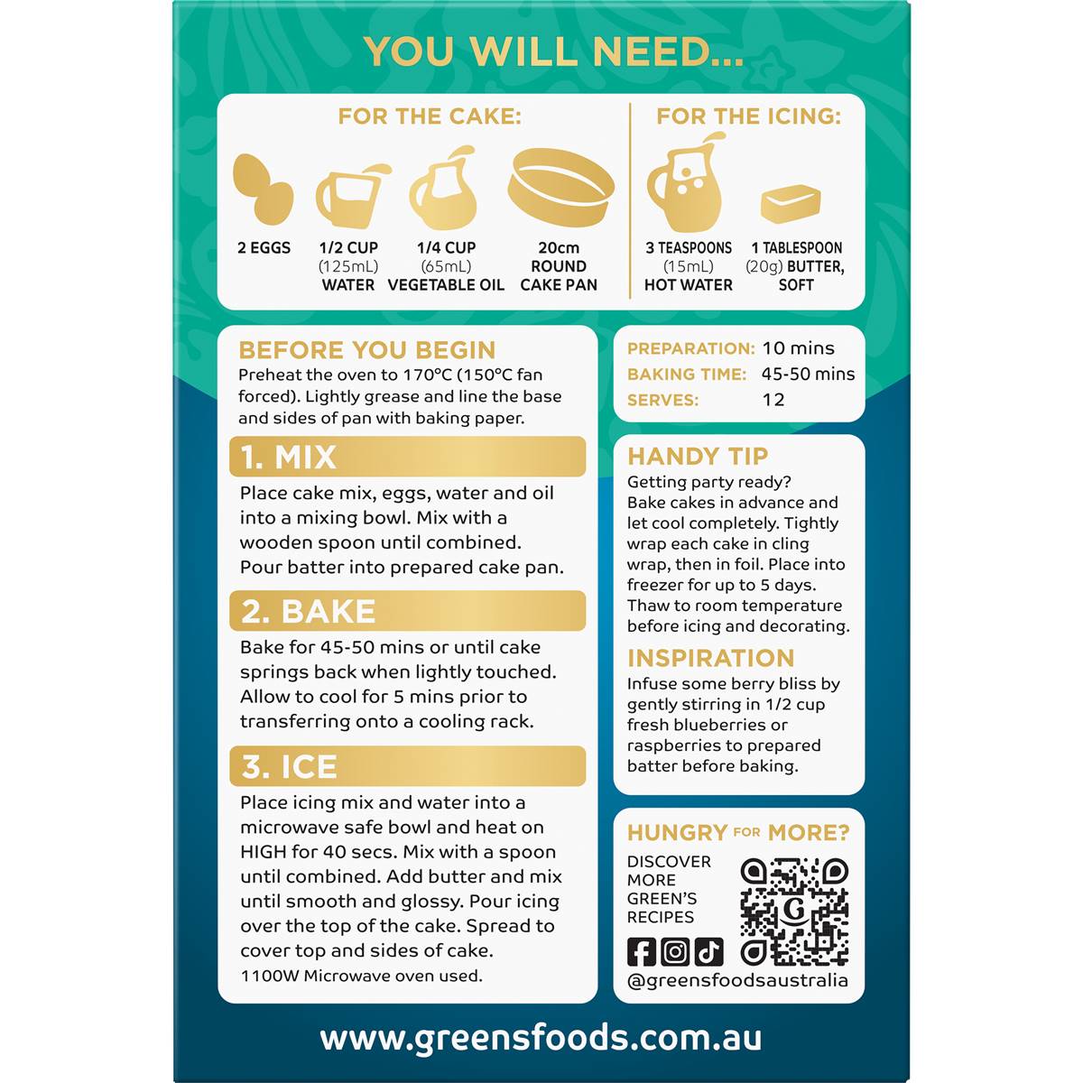 Green's Deluxe Vanilla Mud Cake Mix 600g