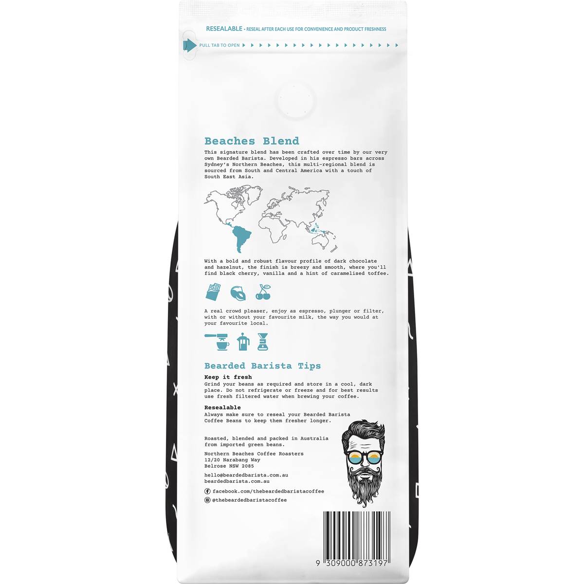 Northern Beaches Coffee Bearded Barista Coffee Beans 1kg