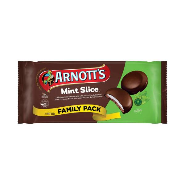 ARNOTT'S MINT SLICE CHOCOLATE BISCUITS FAMILY PACK 365G