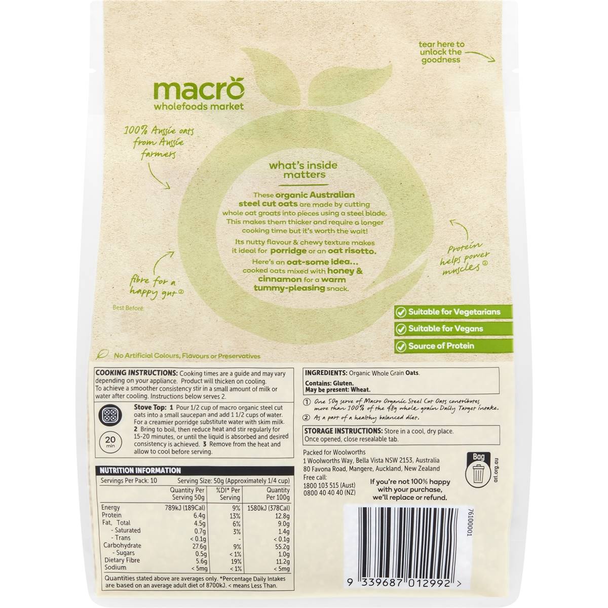 Macro Organic Steel Cut Oats 500g