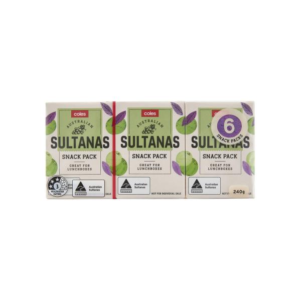 COLES AUSTRALIAN SULTANAS 6 PACK