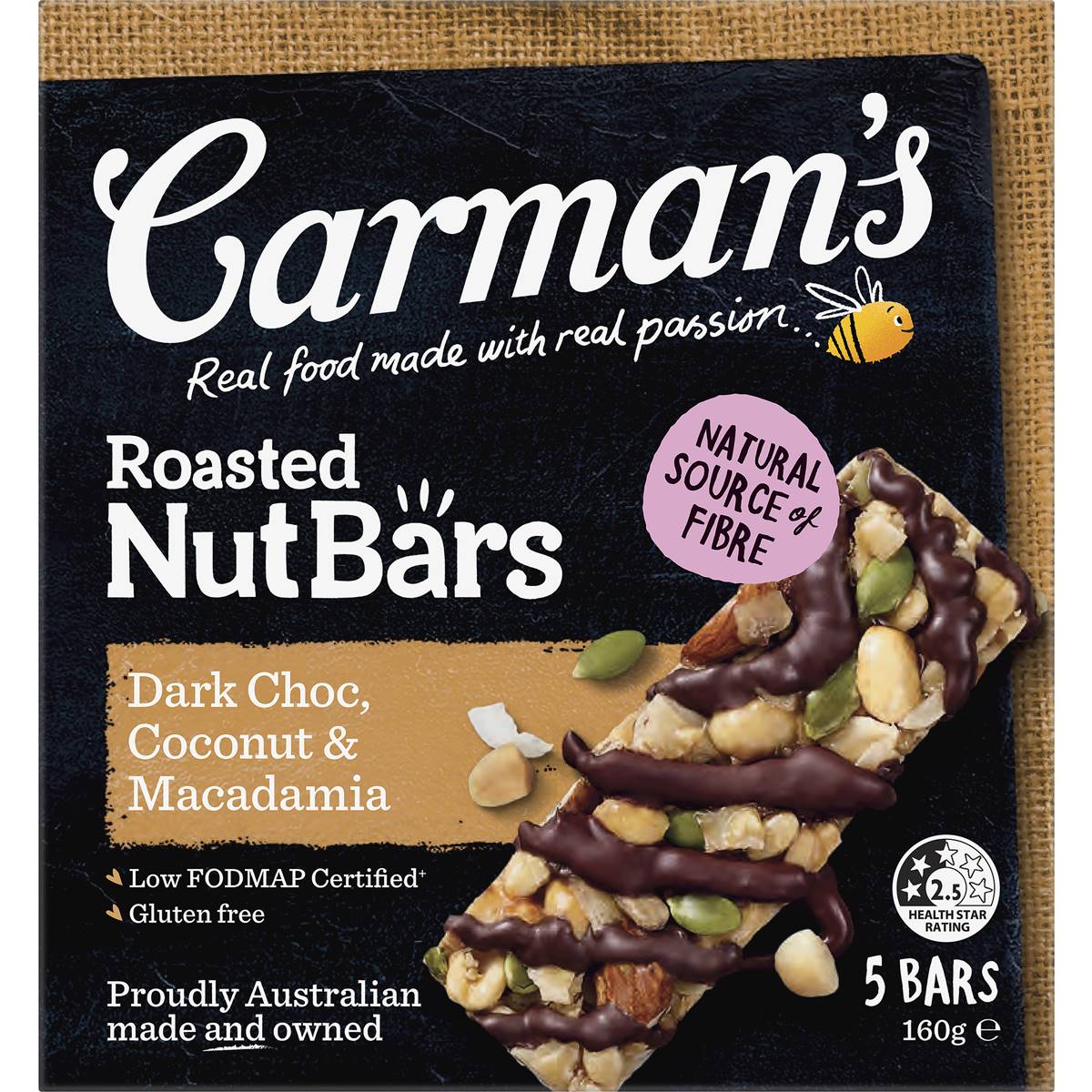 Carman's Nut Bars Dark Chocolate, Coconut & Macadamia 5 pack