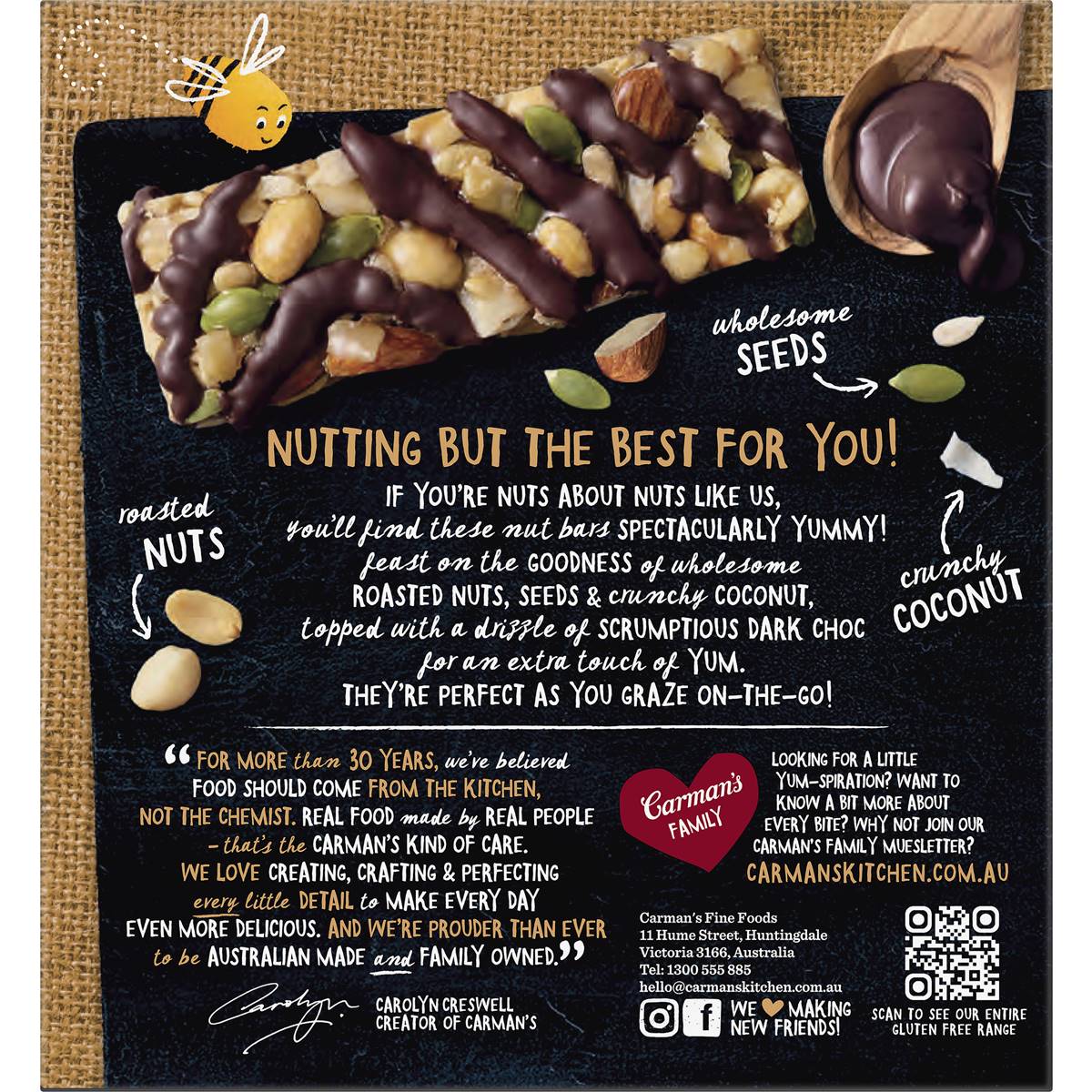 Carman's Nut Bars Dark Chocolate, Coconut & Macadamia 5 pack