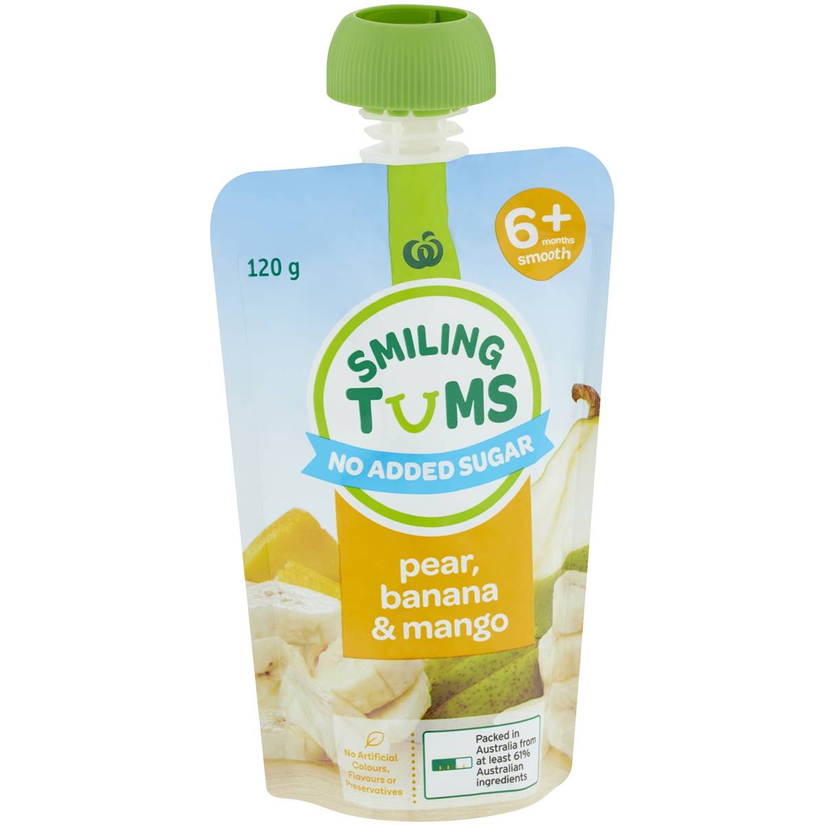 Woolworths Smiling Tums Pear Banana & Mango 120g