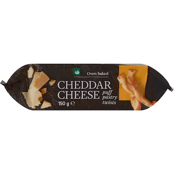 Woolworths Cheddar Cheese Puff Pastry Twist Crackers 150g