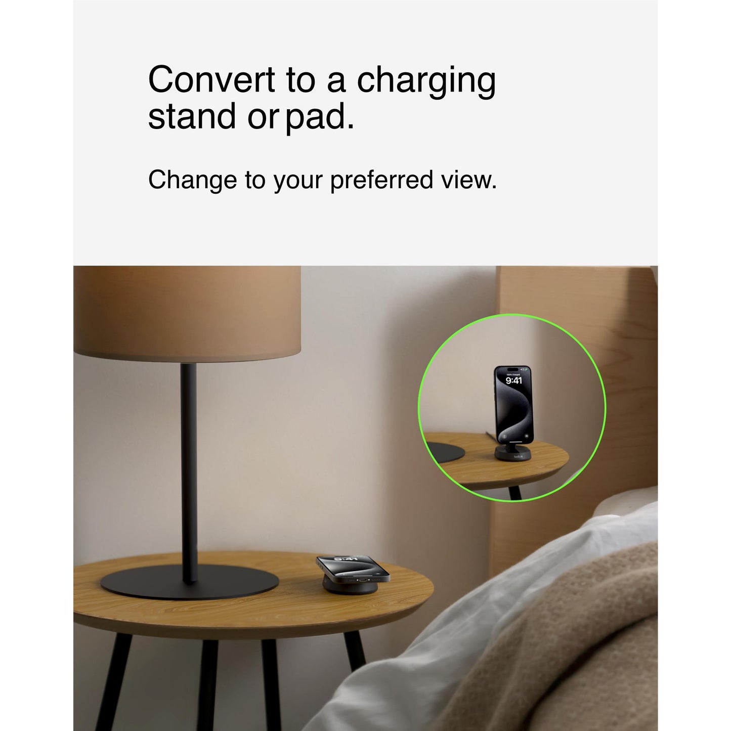 Belkin BoostCharge Pro Convertible Magnetic Qi2 Charging Stand (Black)