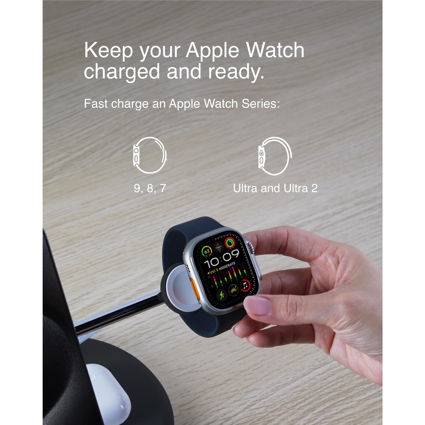 BoostCharge Pro 3-in-1 Magnetic Wireless Charging Stand with Qi2 15W (Black)