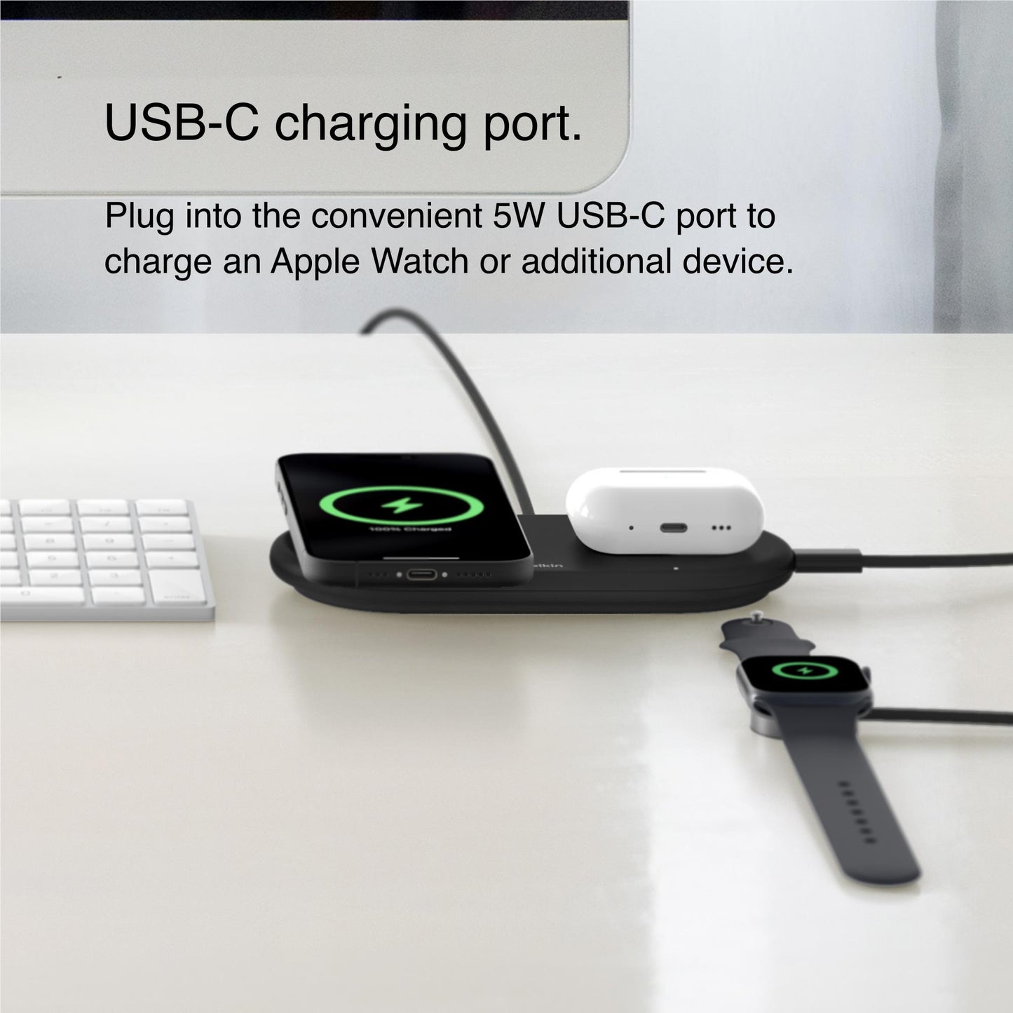 Belkin BoostCharge Pro Qi2 2-in1 Magnetic Wireless Charging Pad (Black)