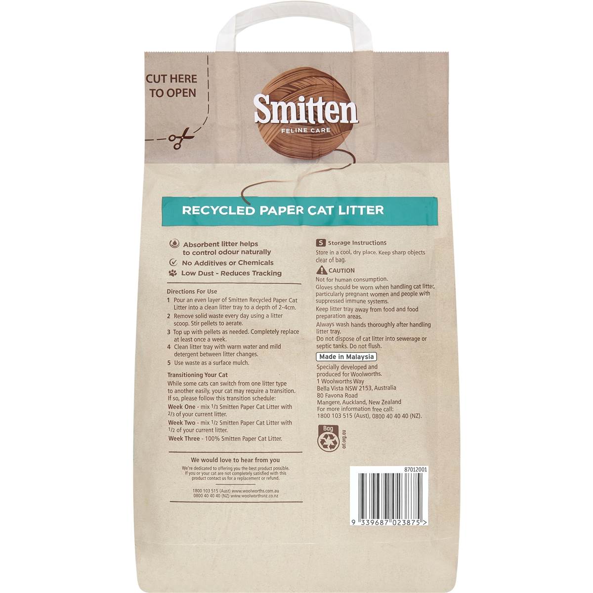 Smitten Recycled Paper Cat Litter 10l