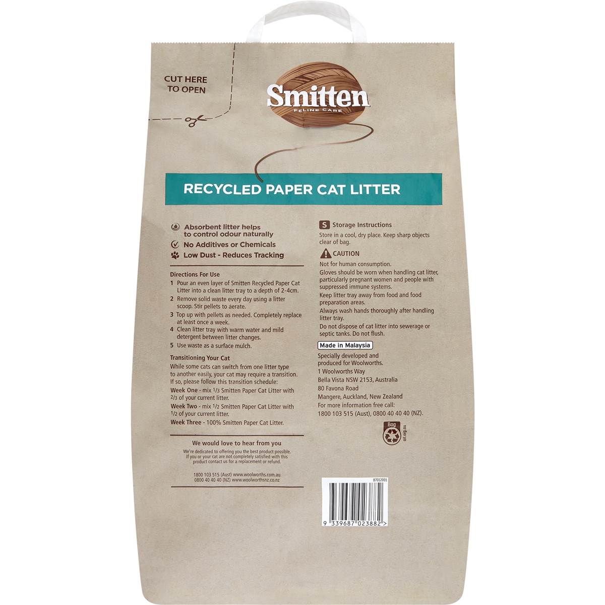 Smitten Recycled Paper Cat Litter 20l