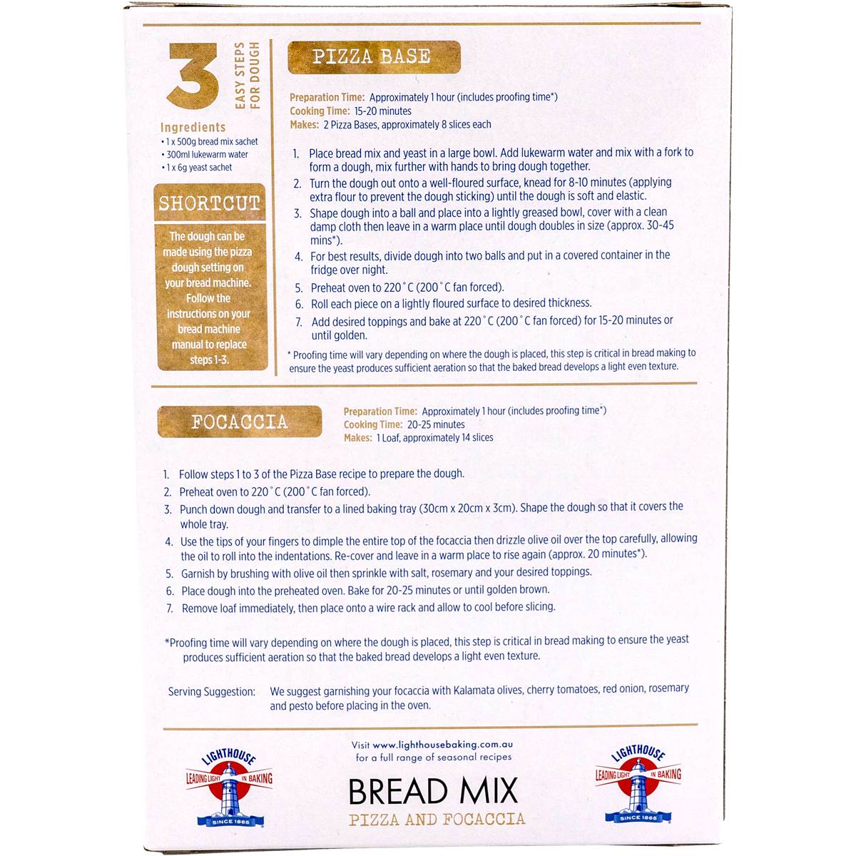 Lighthouse Pizza & Focaccia Bread Mix 1kg