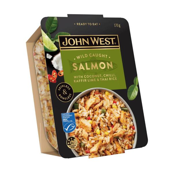 JOHN WEST SALMON BOWL WITH COCONUT LIME CHILLI AND RICE 170G