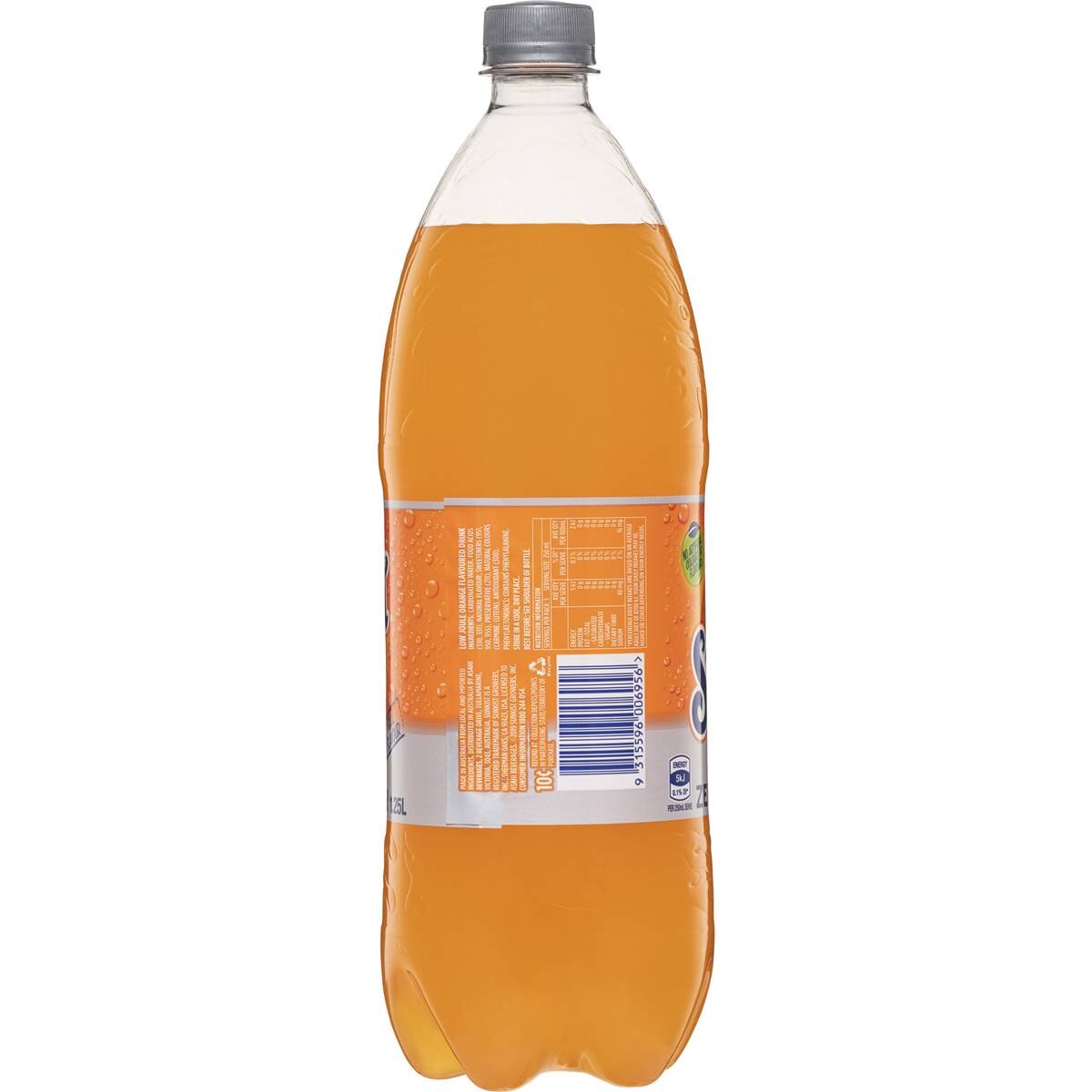 Sunkist Zero Sugar Orange Soft Drink Bottle Sugar Free 1.25l