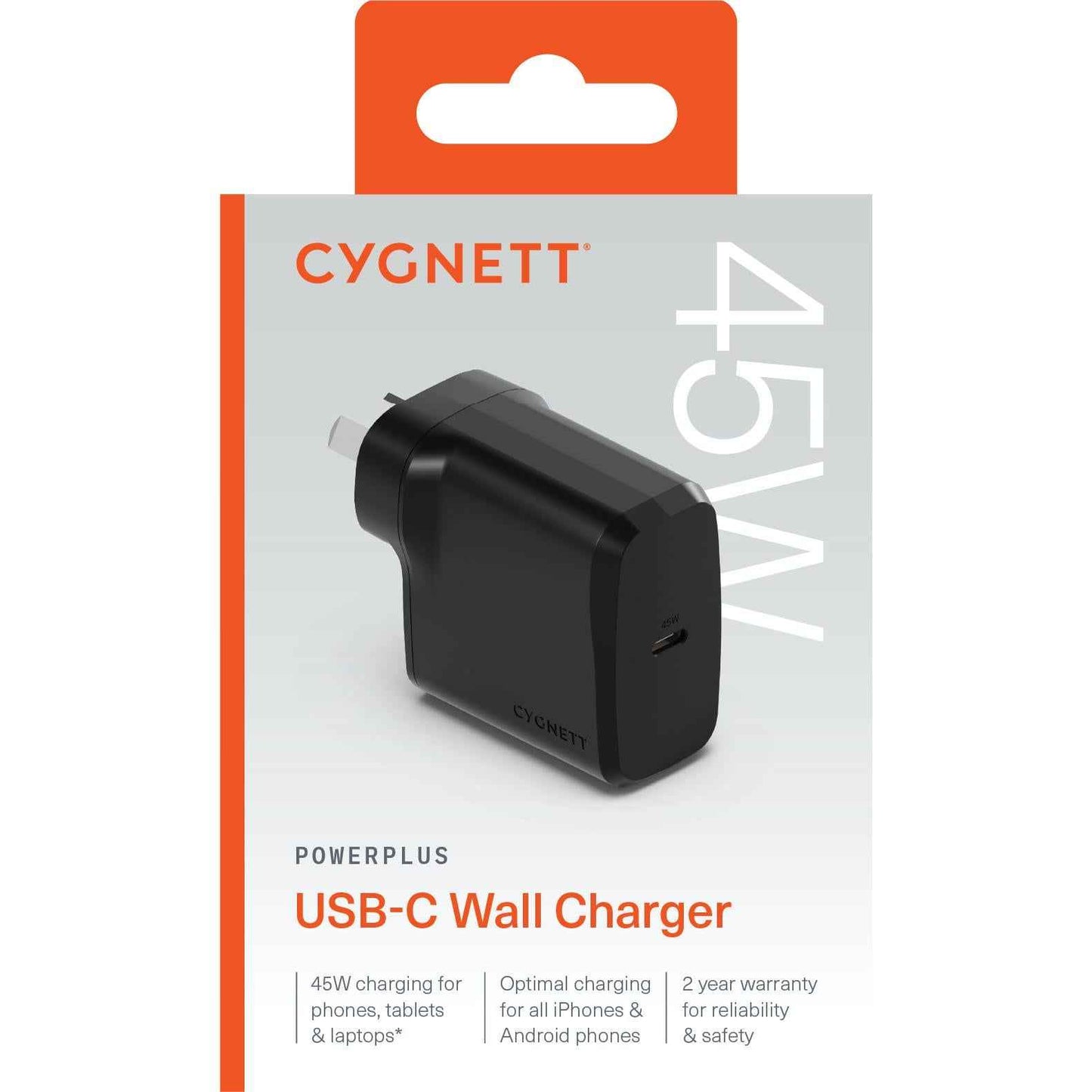 Cygnett Powerplus 45W GaN USB-C Wall Charger (Black)