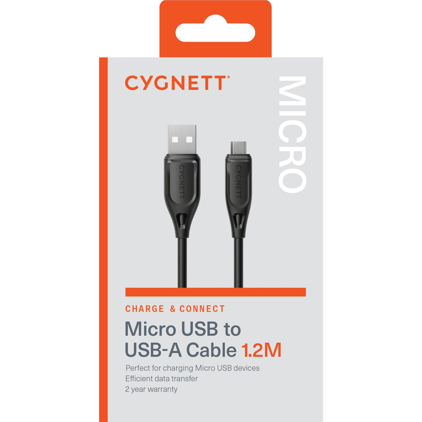 Cygnett Charge & Connect Micro USB to USB-A Cable V2 1.2m (Black)
