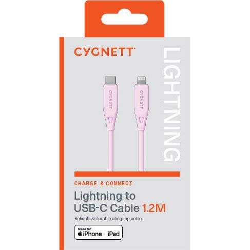 Cygnett Charge & Connect Lightning to USB-C Cable V2 1.2m (Pink)
