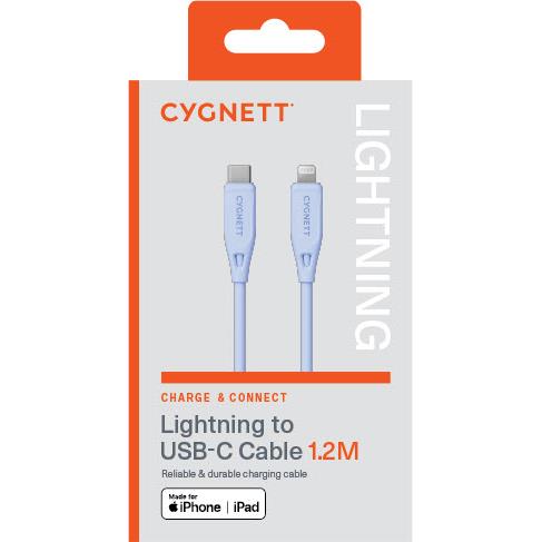 Cygnett Charge & Connect Lightning to USB-C Cable V2 1.2m (Blue)