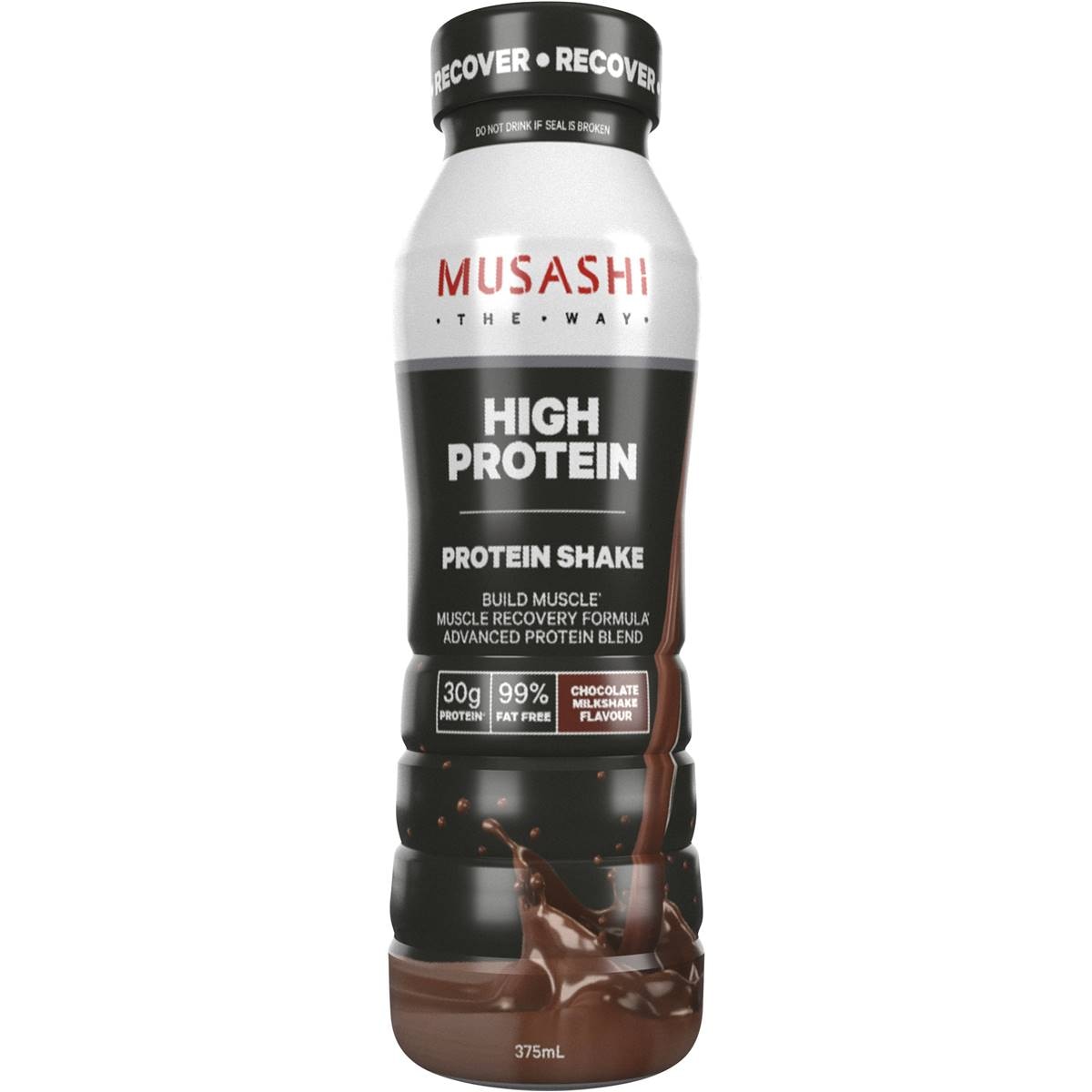 Musashi High Protein Shake Chocolate, 99% Fat Free, 375ml