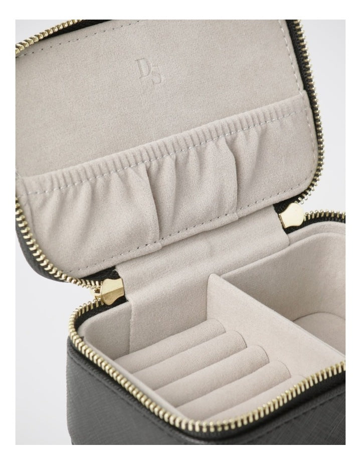 Small Zip Around Jewellery Box in Black