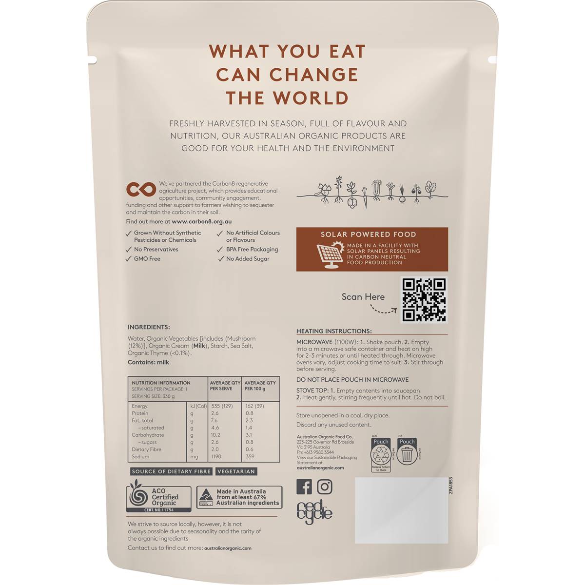 Australian Organic Food Co Mushroom & Thyme Soup 330g