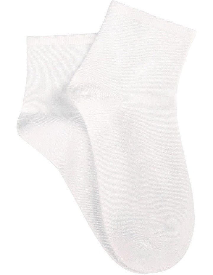 Bamboo Soft Top Light 2 Pair Ankle Socks in White