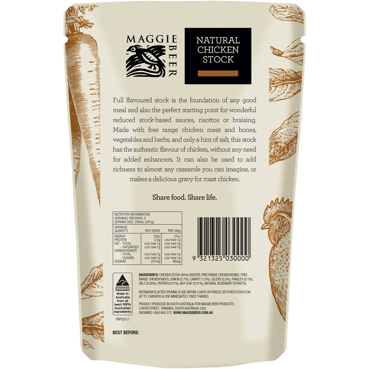 Maggie Beer Natural Chicken Stock 500ml